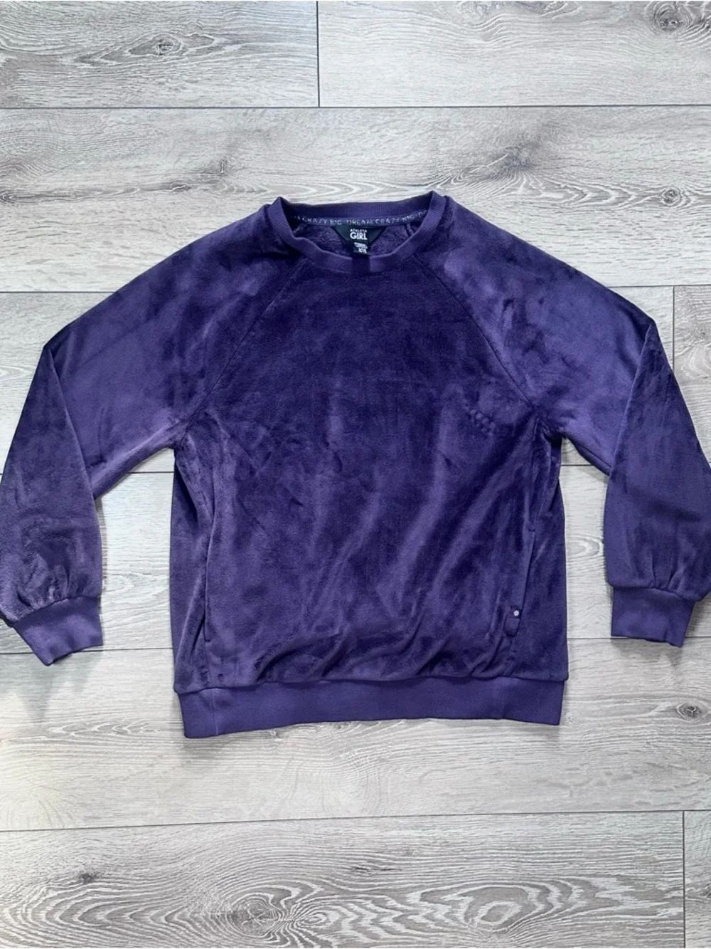 Athleta Girl Double Cozy Karma Velour Pullover Crewneck Plum Purple